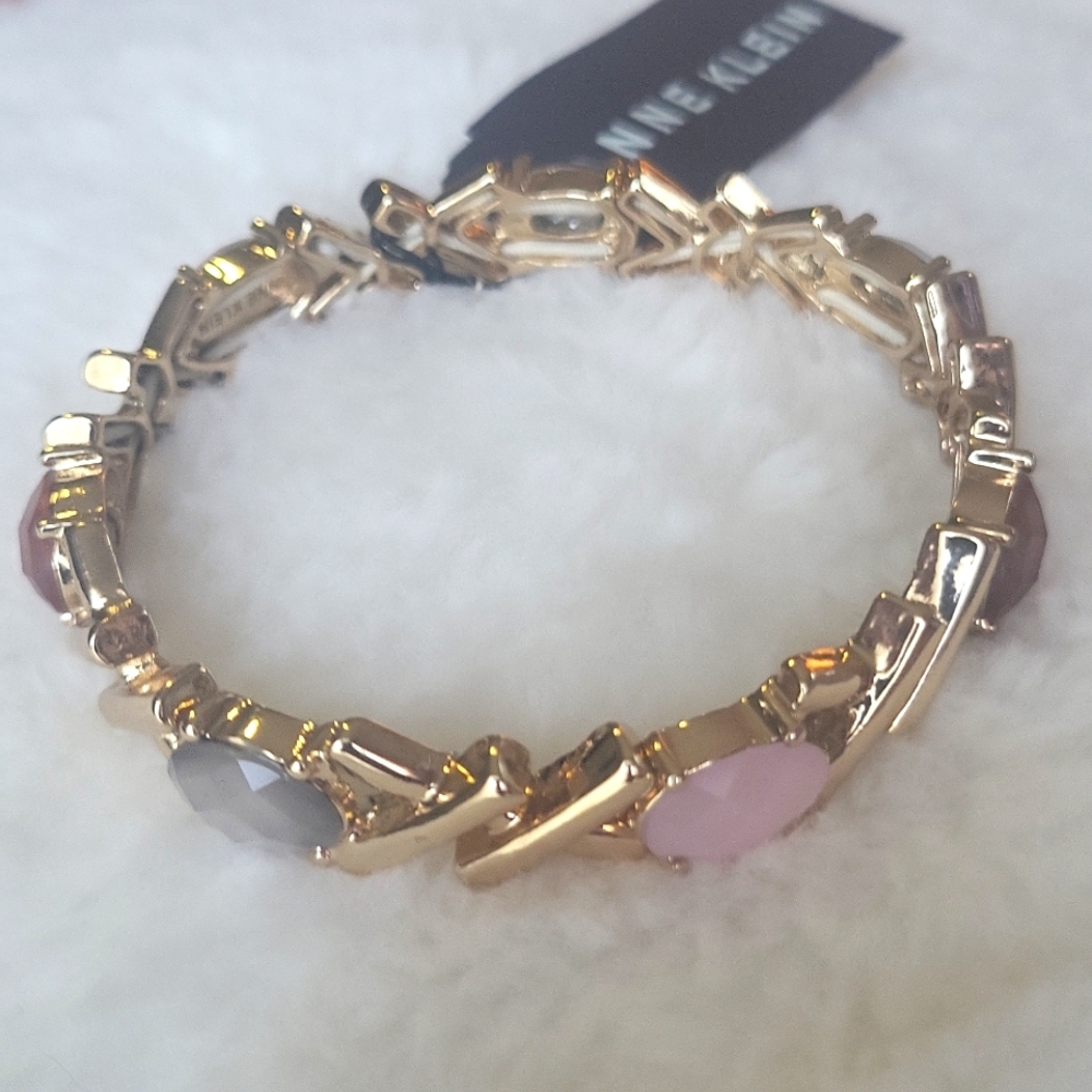 Anne Klein Gold Bracelet with Pink Accents - Picture 3 of 3